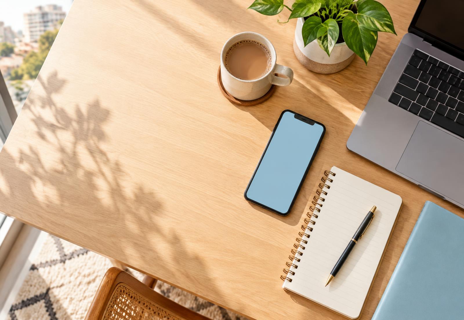 Phone and notebook on a desk, ready to sort out SHA questions
